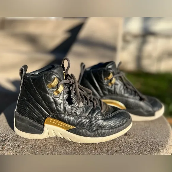 🏀 🐲☑️Nike Air Jordan XII / 12 | Retro Reptile 2019 | Midnight Black Gold White