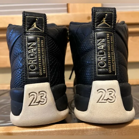 🏀 🐲☑️Nike Air Jordan XII / 12 | Retro Reptile 2019 | Midnight Black Gold White