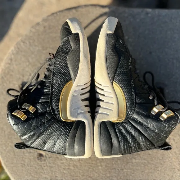 🏀 🐲☑️Nike Air Jordan XII / 12 | Retro Reptile 2019 | Midnight Black Gold White