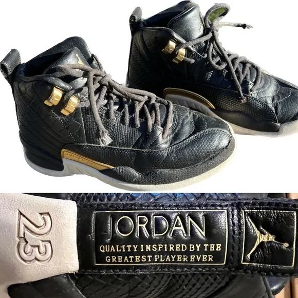 🏀 🐲☑️Nike Air Jordan XII / 12 | Retro Reptile 2019 | Midnight Black Gold White