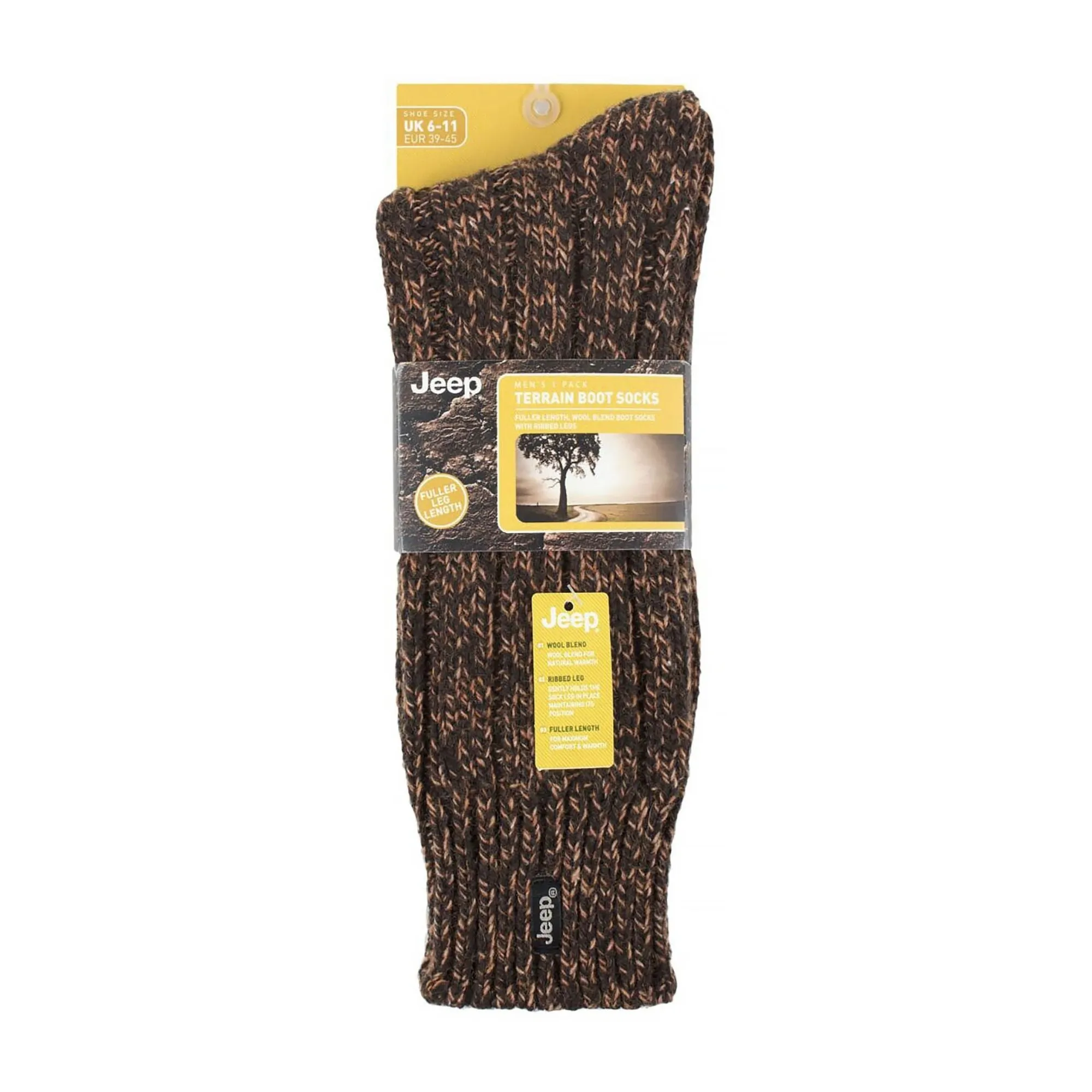 1 Pack Men's Ribbed Wool Hiking Socks | Knit Design Padded Boot Socks