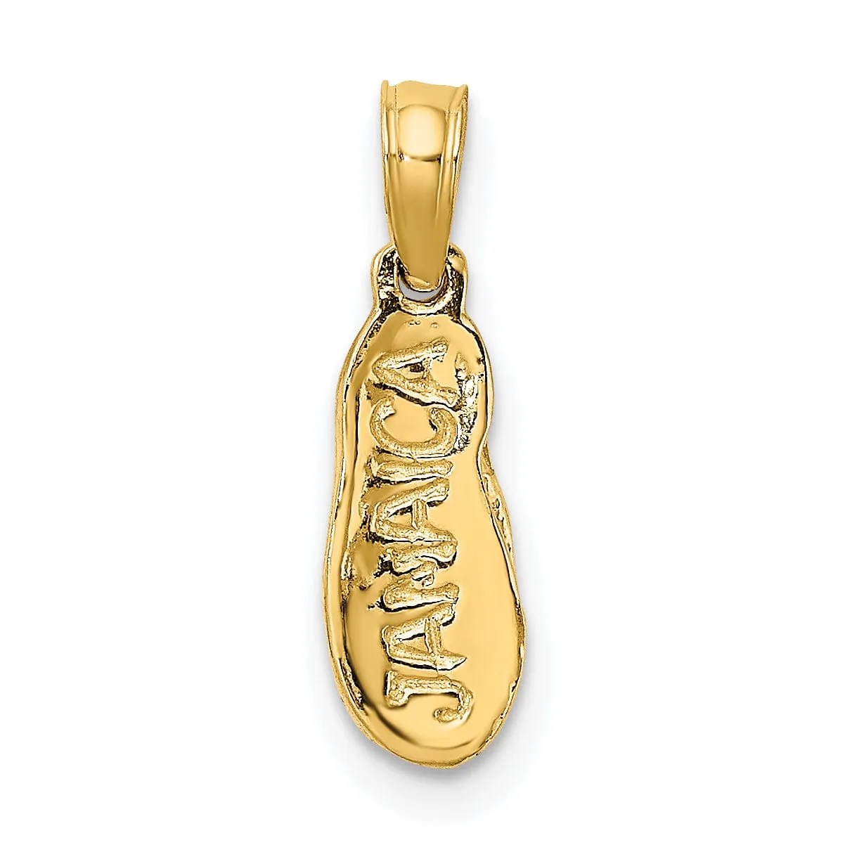 14k Yellow Gold Polished Textured Finish 3-Dimensional JAMAICA Flip-Flop Sandle Charm Pendant