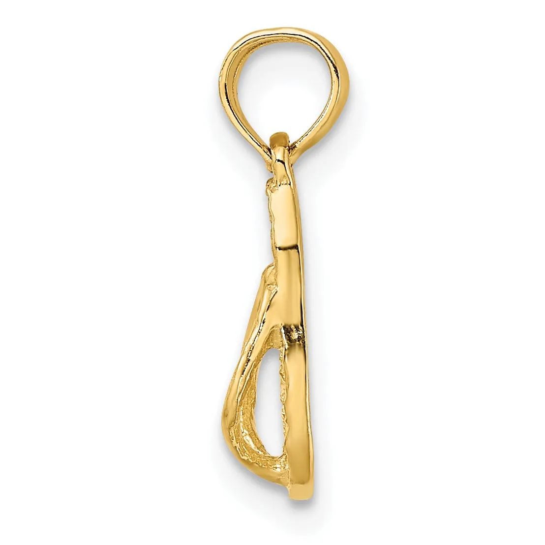 14k Yellow Gold Polished Textured Finish 3-Dimensional JAMAICA Flip-Flop Sandle Charm Pendant