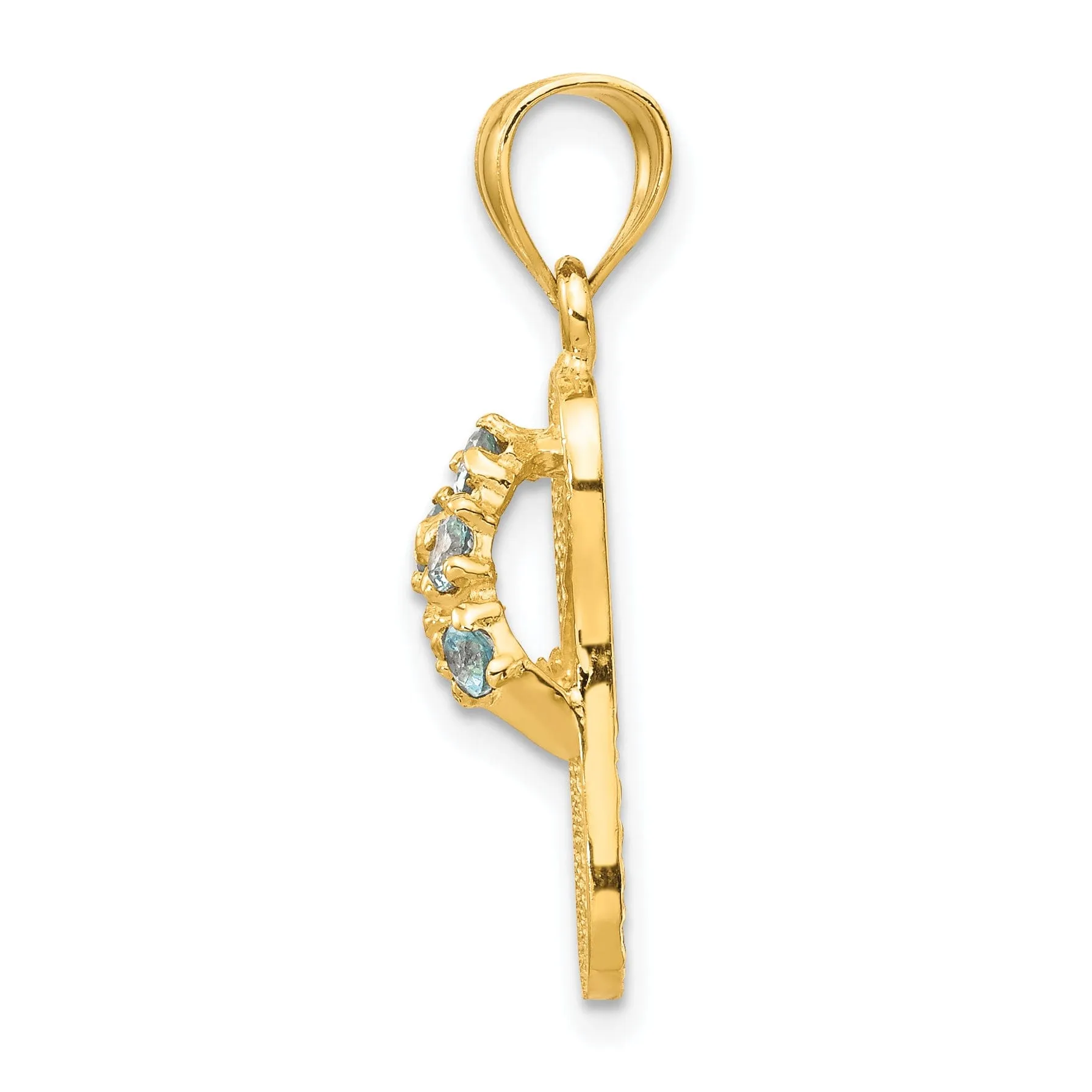 14k Yellow Gold Solid Texture Polish Finish 3-Dimensional December Cubic Zirconia Birthstone Flip Flop Sandle Charm Pendant