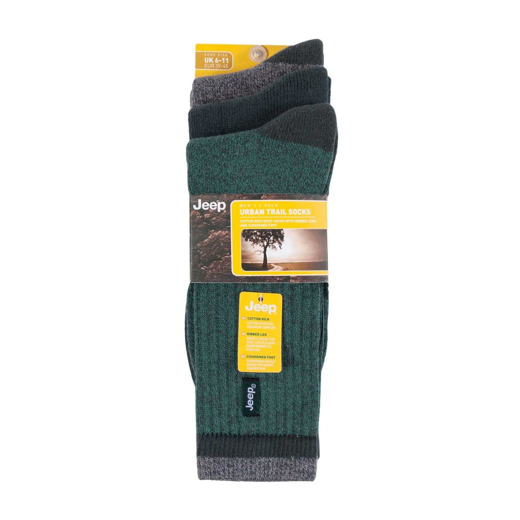 3 Pack Men's Heavy-Duty Poly Workwear Socks, Cushion Performance Boot Socks