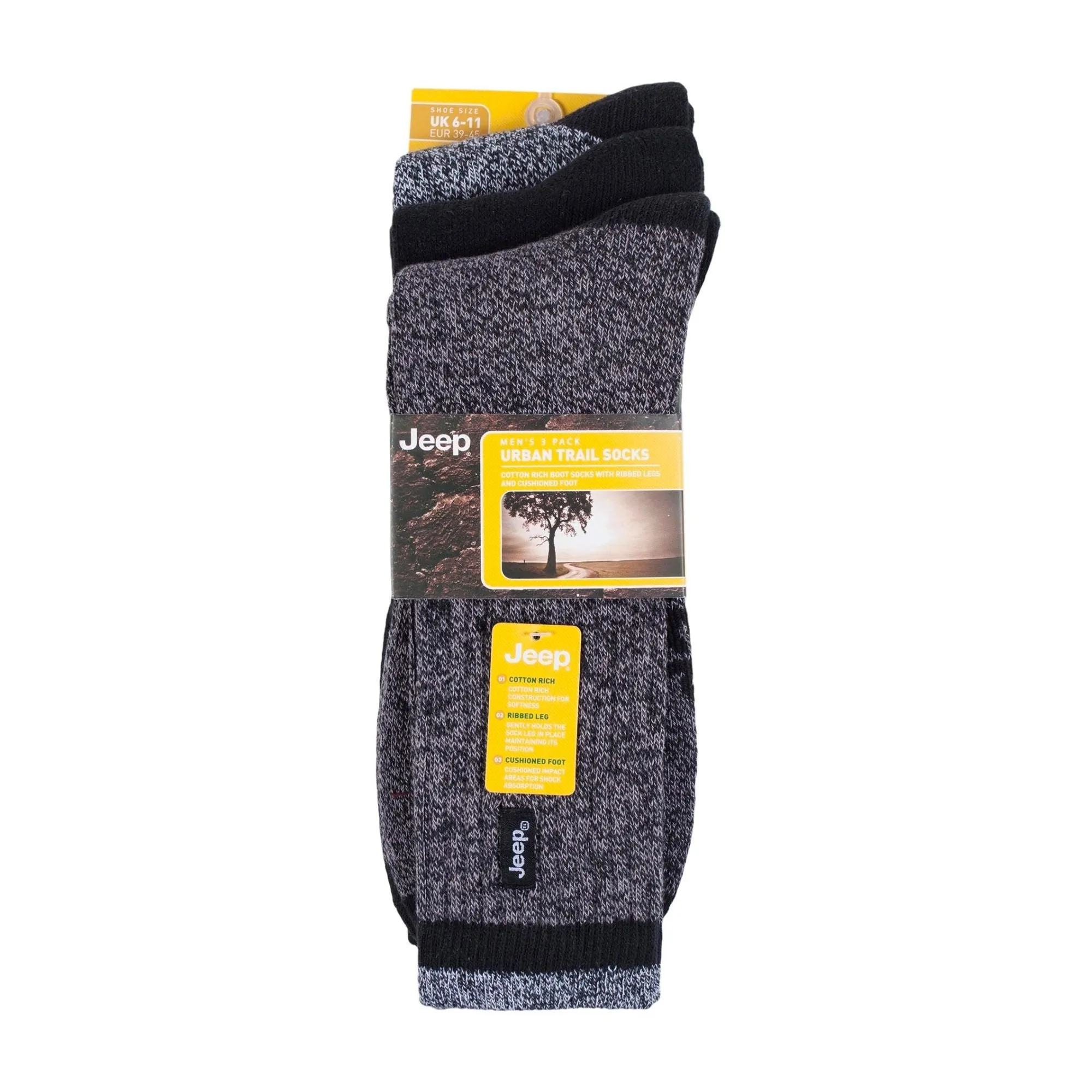 3 Pack Men's Heavy-Duty Poly Workwear Socks, Cushion Performance Boot Socks