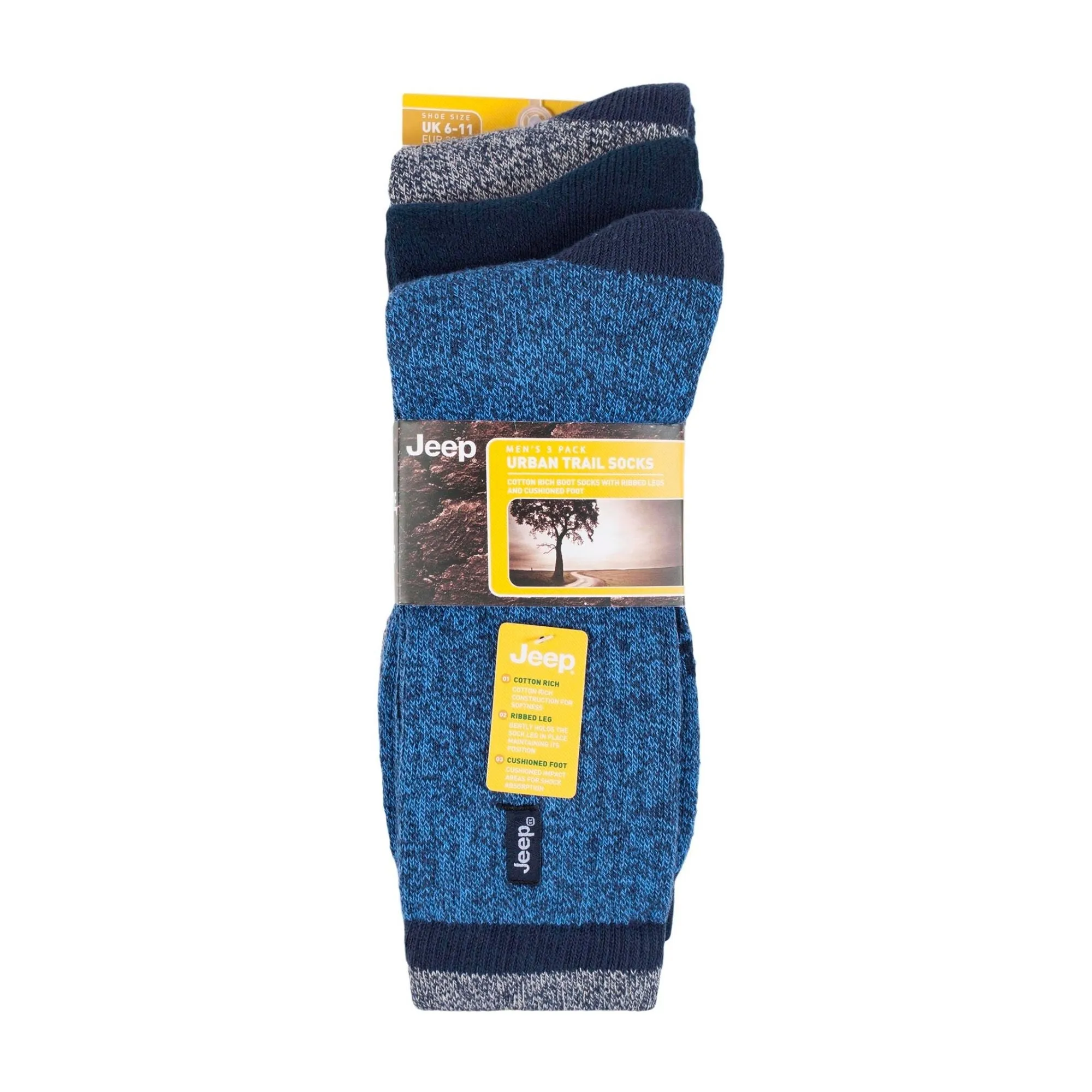 3 Pack Men's Heavy-Duty Poly Workwear Socks, Cushion Performance Boot Socks