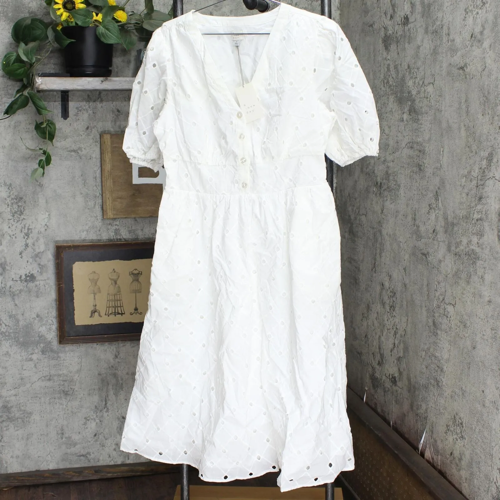 A New Day Women's Short Sleeve Eyelet Dress 78793755