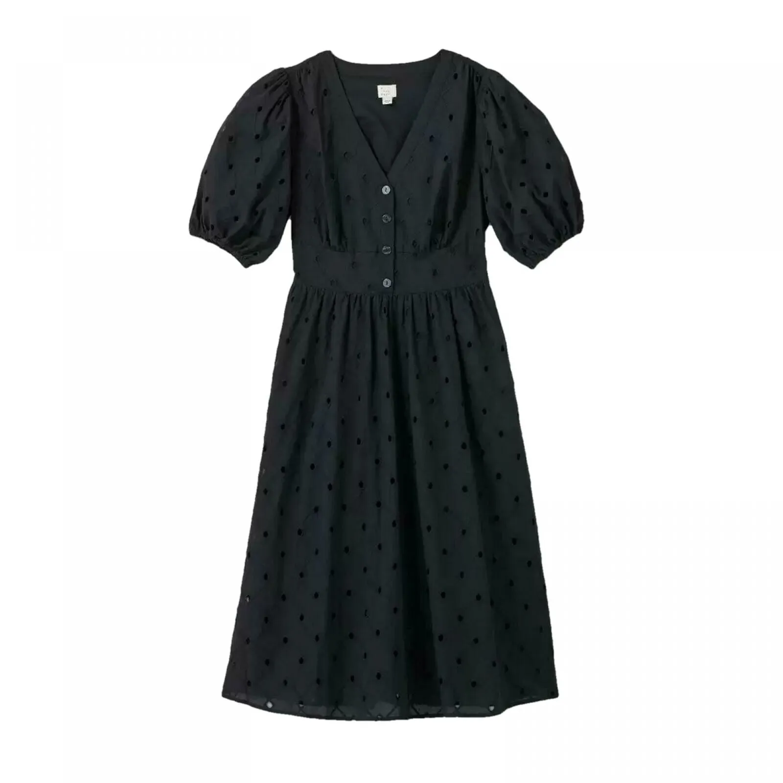 A New Day Women's Short Sleeve Eyelet Midi Dress