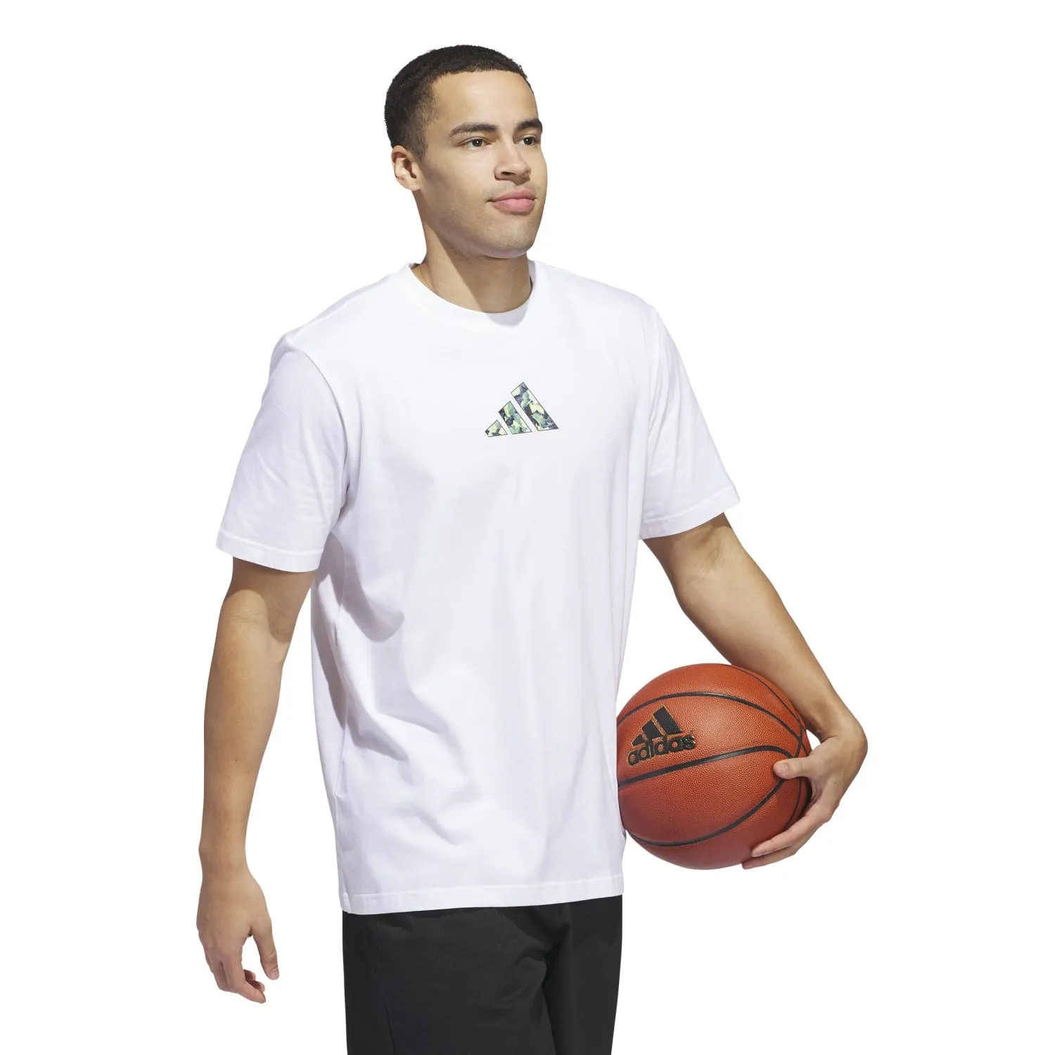 Adidas Basketball Men Lil Stripe Photoreal Graphic Tee White IN6376