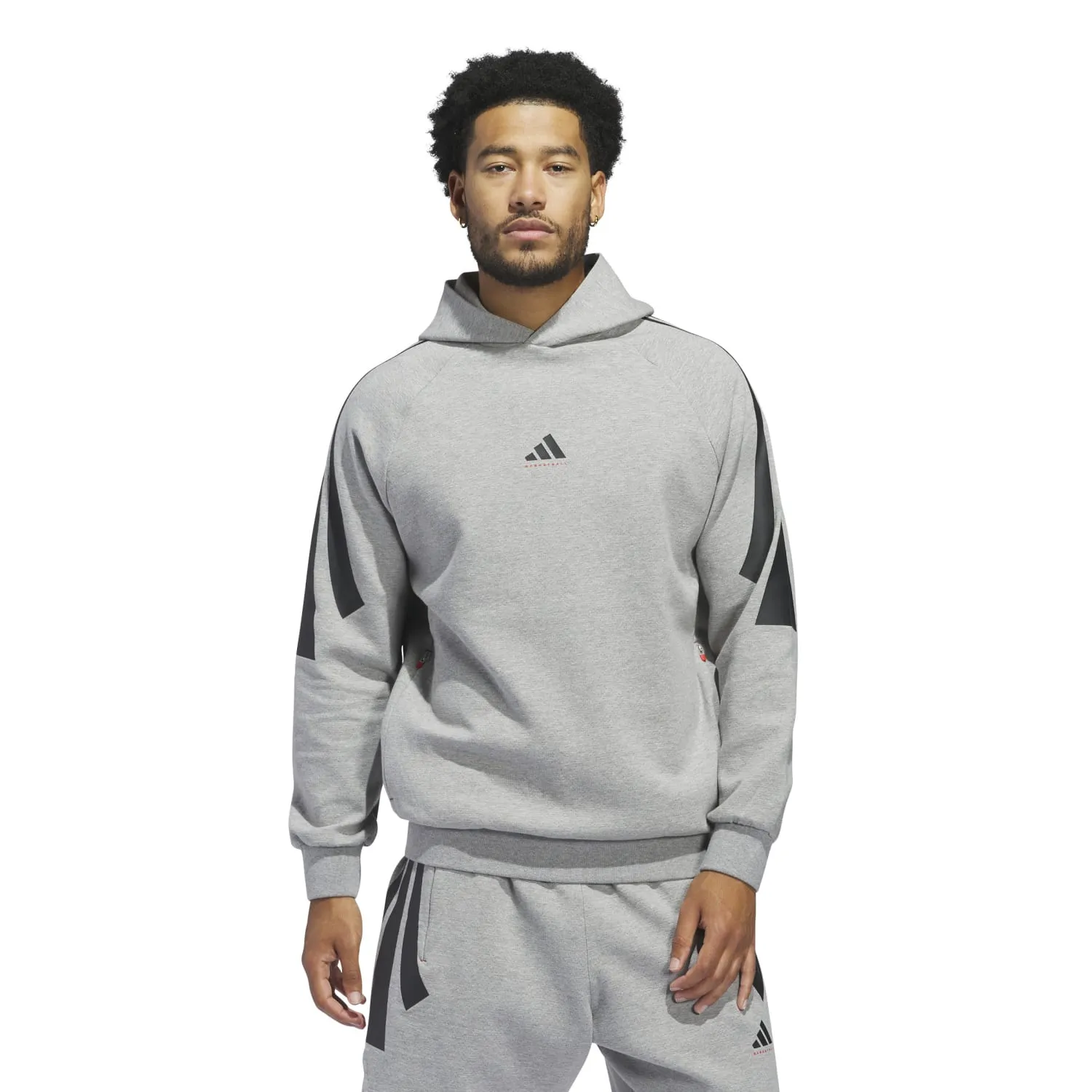 Adidas Unisex Basketball Spacer Hoodie Grey JD7466
