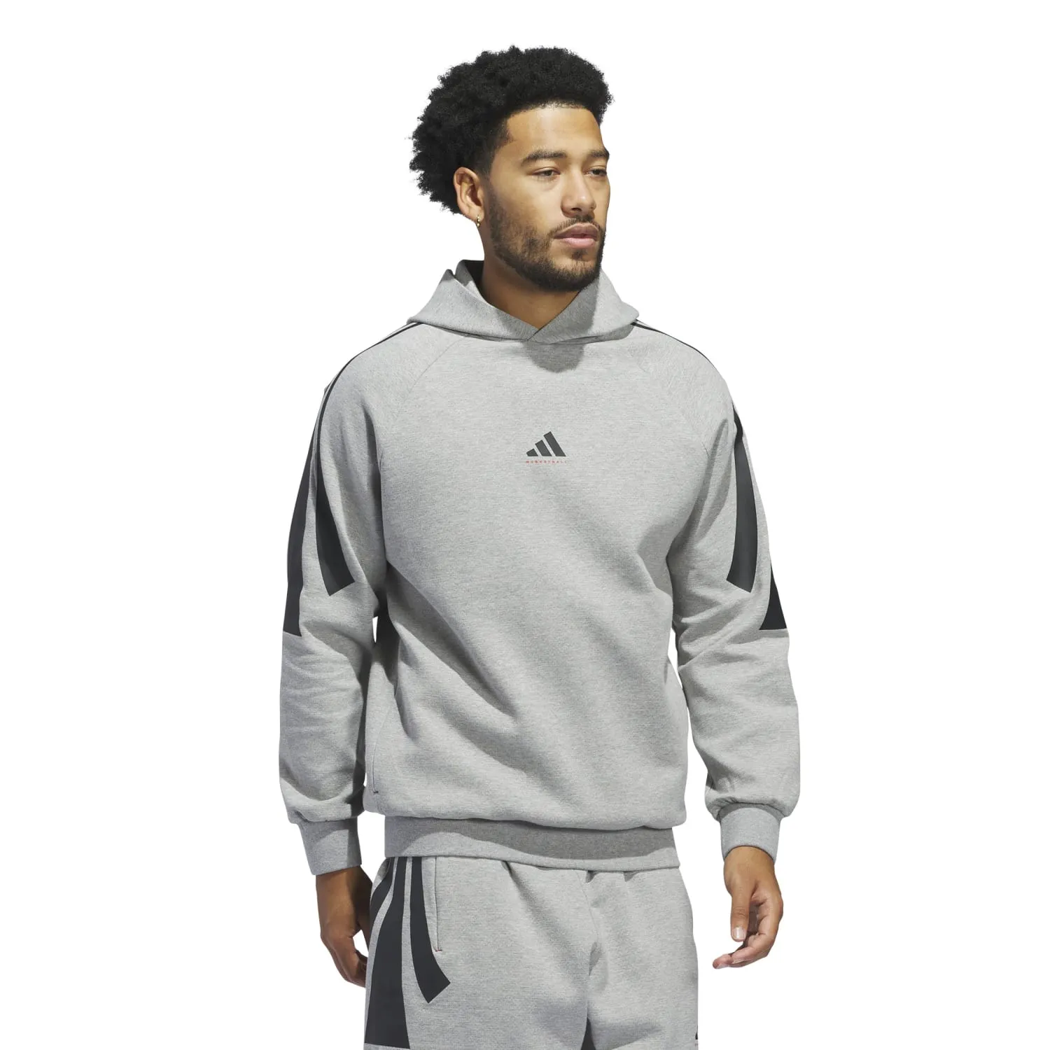 Adidas Unisex Basketball Spacer Hoodie Grey JD7466