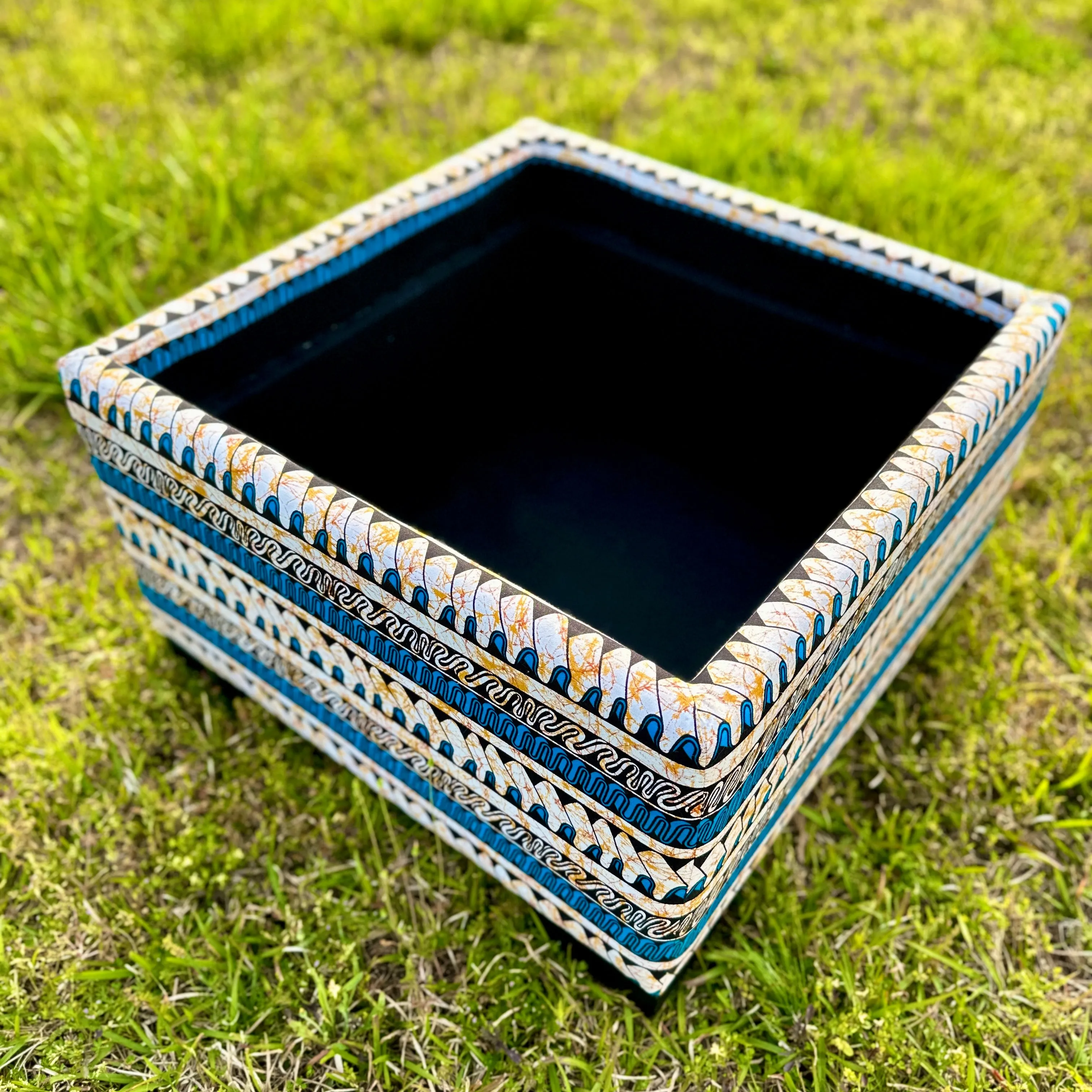 African Fusion Upholstered Storage Ottoman with Serving Tray