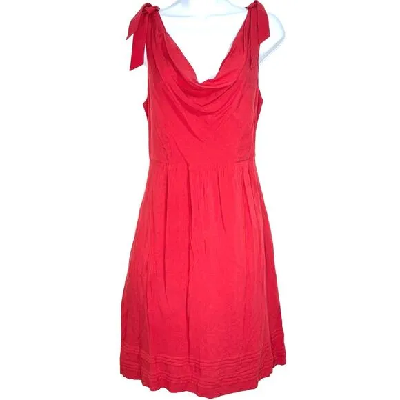 Anthropologie Maeve Dress Womens Size 4 Coral Scoop Neck Sleeveless Cotton