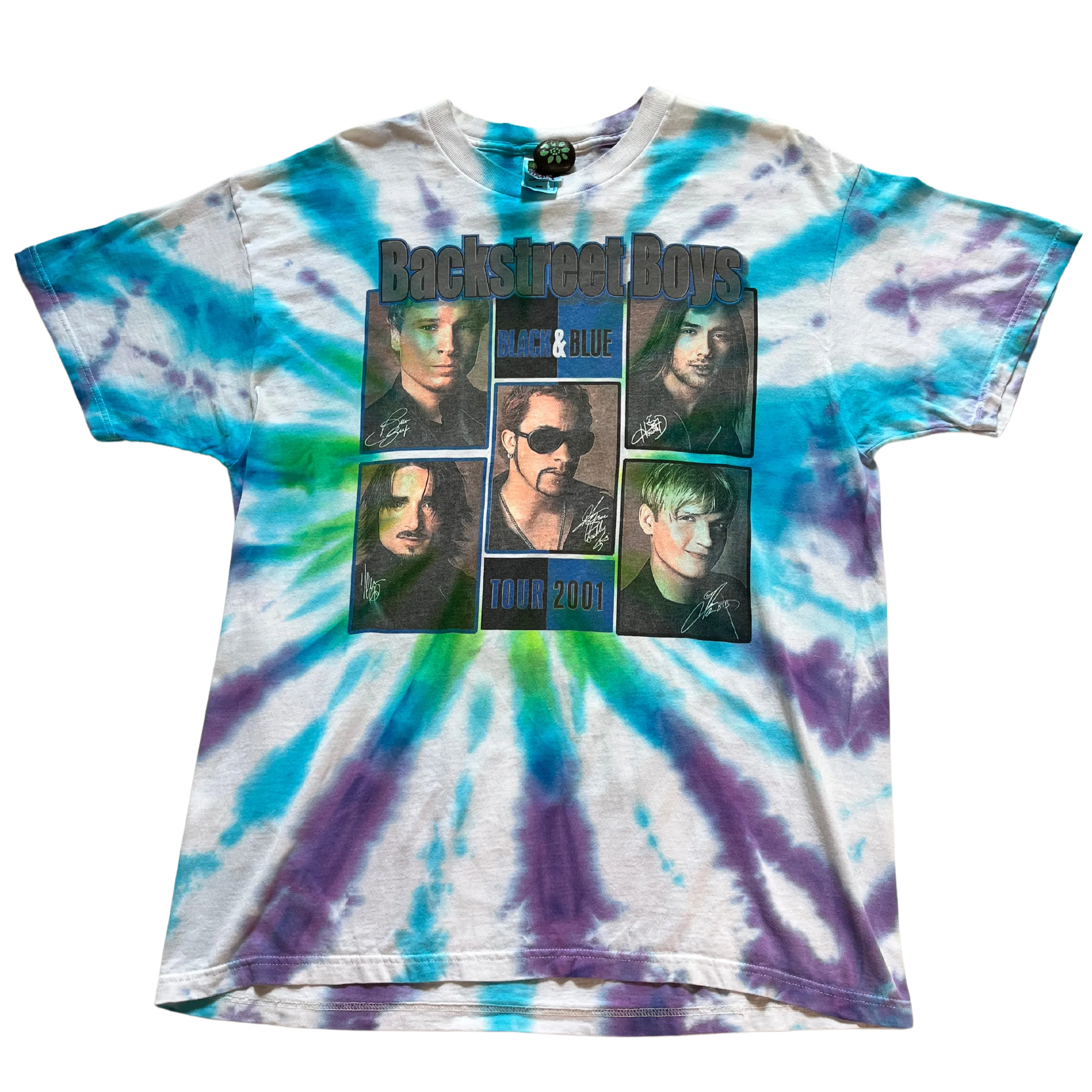 Backstreet Boys 01' Black & Blue Tour Tee Fruit of the Loom - Tie Dye