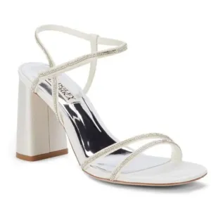 Badgley Mischka Rebekah Metallic Block-Heel Sandals Size 9 NWT