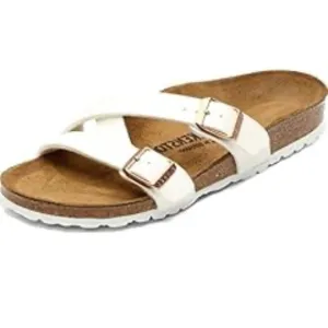 BIRKENSTOCK Yao Balance Birko-flor® Women's Sandals Mules, White/Gold Sz 37/7