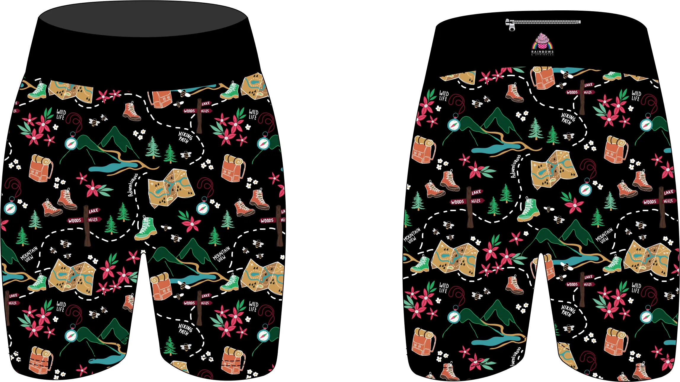 Black Hiking/Walking Women's Active Shorts