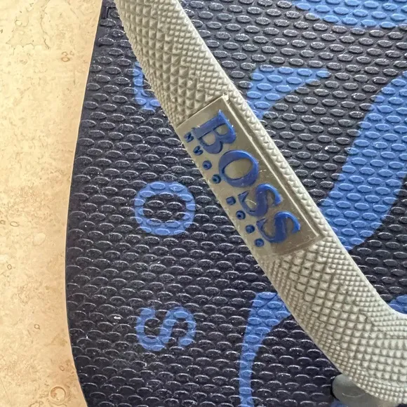 BOSS Italian-made Flip-Flops with branded strap  Size 12 Blue