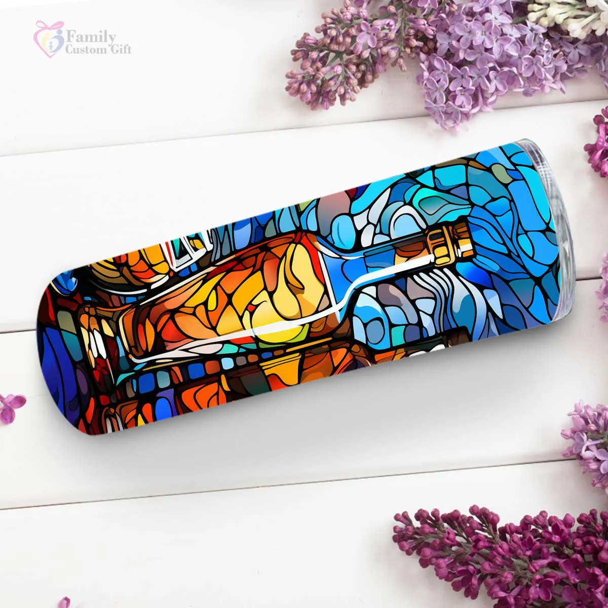 Bourbon In Stained Glass 20oz Skinny Tumbler, Bourbon Drinker, Bourbon Lover Gifts, Alcohol Drink, Alcohol Tumbler, Vibrant Tumbler, Trending Tumbler