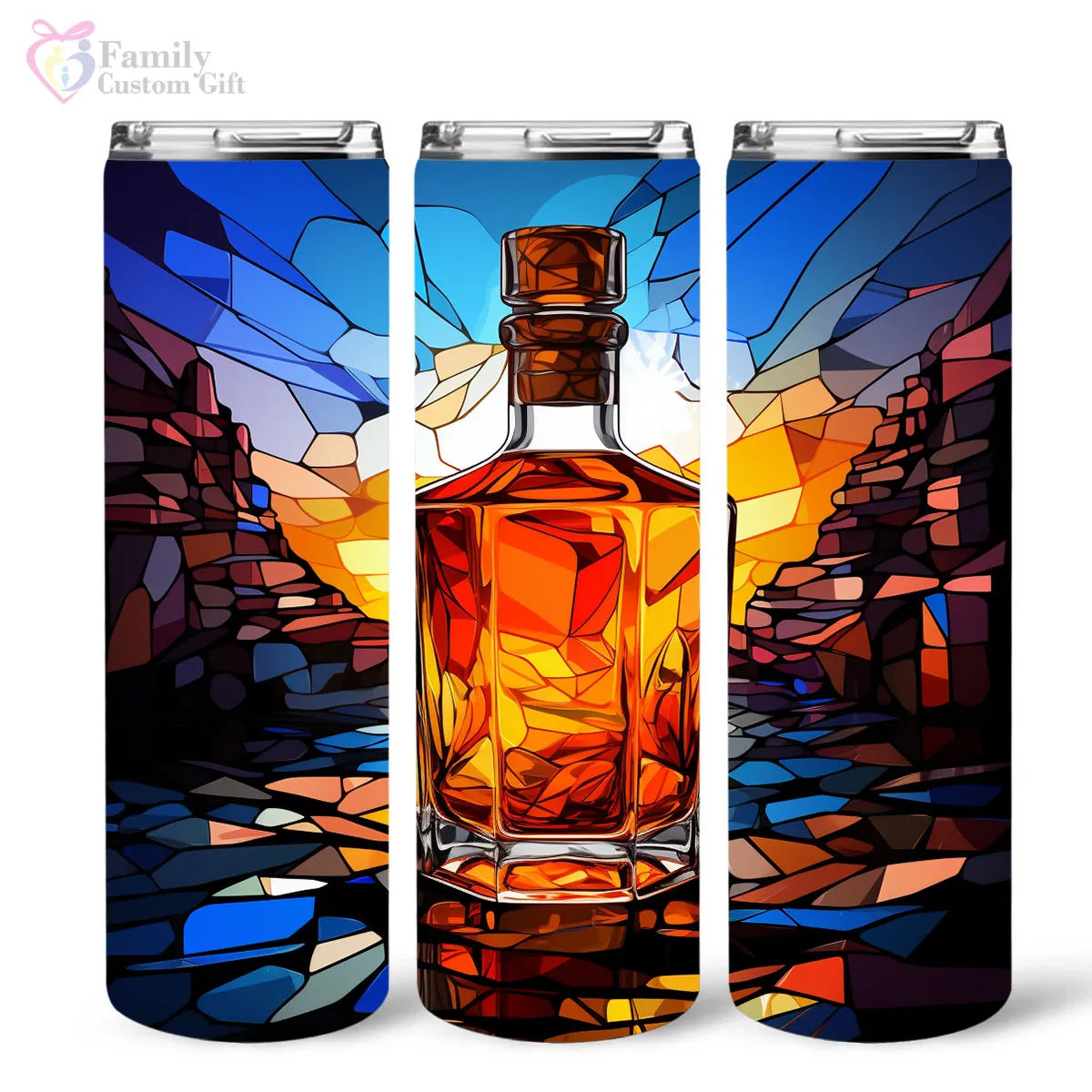 Bourbon In Stained Glass 20oz Skinny Tumbler, Bourbon Drinker, Bourbon Lover Gifts, Alcohol Drink, Alcohol Tumbler, Vibrant Tumbler, Trending Tumbler