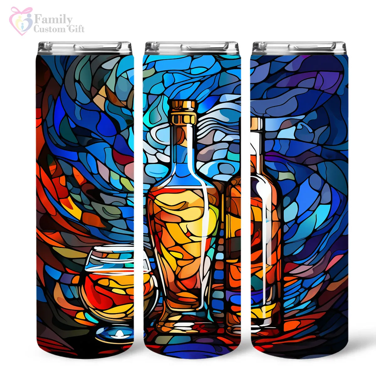Bourbon In Stained Glass 20oz Skinny Tumbler, Bourbon Drinker, Bourbon Lover Gifts, Alcohol Drink, Alcohol Tumbler, Vibrant Tumbler, Trending Tumbler