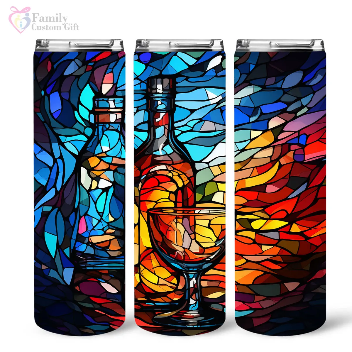 Bourbon In Stained Glass 20oz Skinny Tumbler, Bourbon Drinker, Bourbon Lover Gifts, Alcohol Drink, Alcohol Tumbler, Vibrant Tumbler, Trending Tumbler