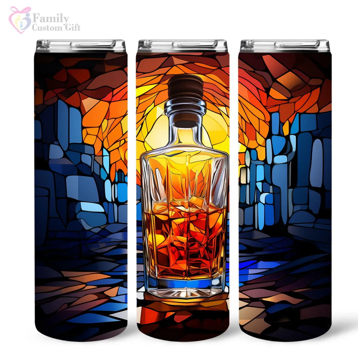 Bourbon In Stained Glass 20oz Skinny Tumbler, Bourbon Drinker, Bourbon Lover Gifts, Alcohol Drink, Alcohol Tumbler, Vibrant Tumbler, Trending Tumbler