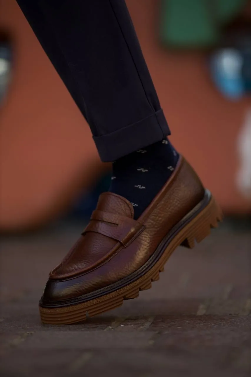 Brown Milled Penny Chunky Loafer
