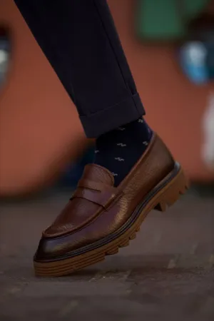 Brown Milled Penny Chunky Loafer