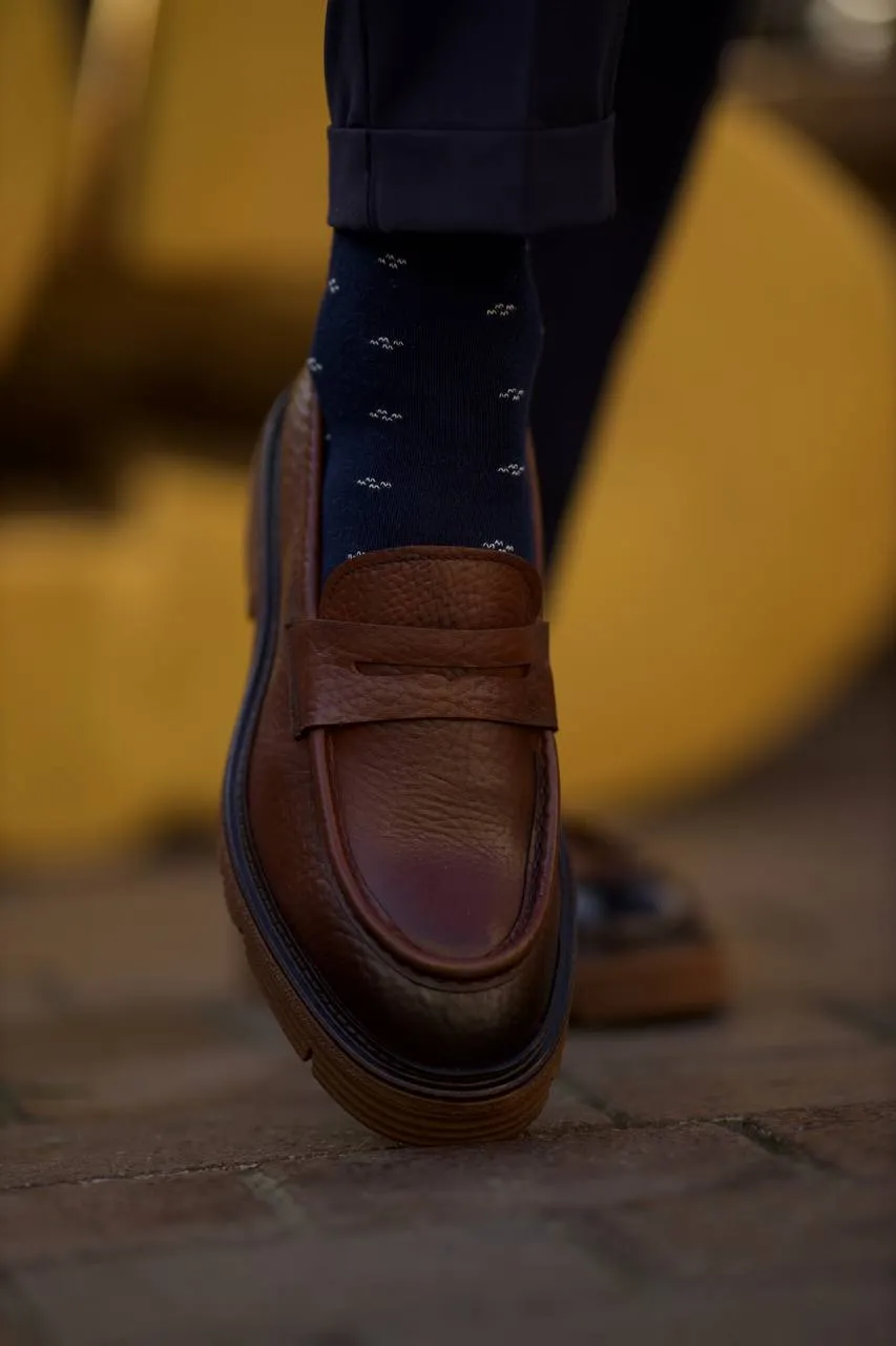 Brown Milled Penny Chunky Loafer
