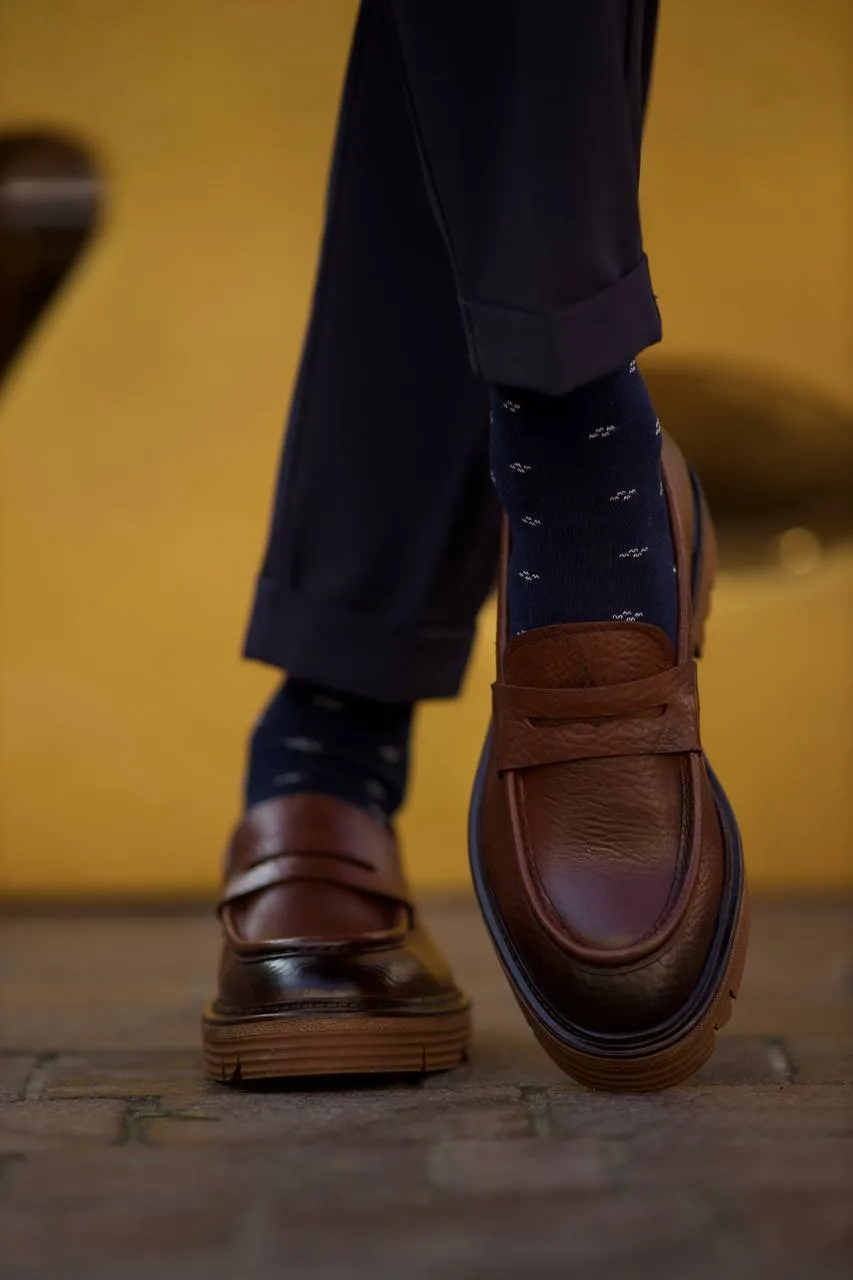 Brown Milled Penny Chunky Loafer