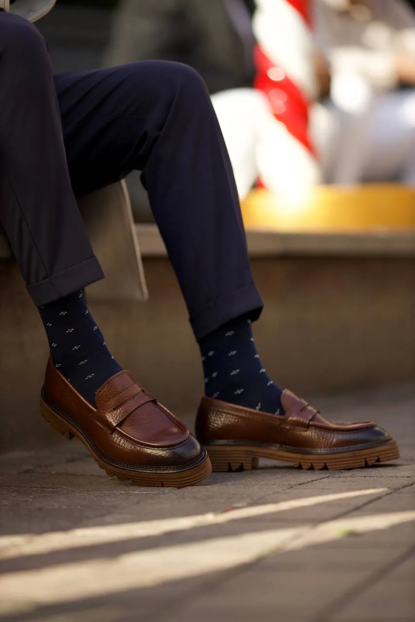 Brown Milled Penny Chunky Loafer