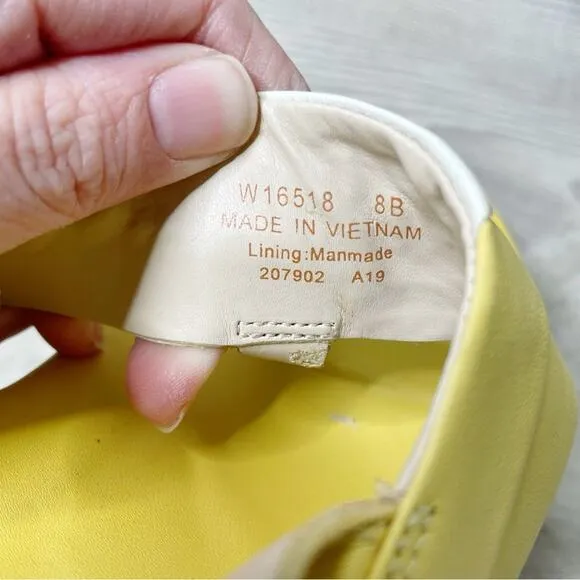 Cole Haan Grand 360 Leather T-Strap Thong Sandals Yellow White Size 8M