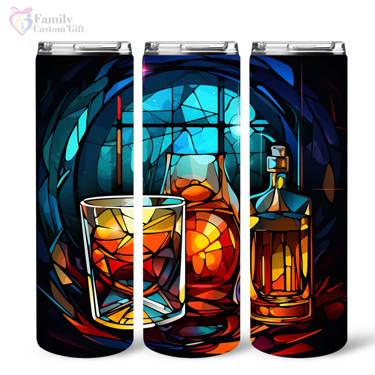 Colorful Rum In Stained Glass 20oz Skinny Tumbler, Rum Lover, Alcohol Tumbler, Vibrant Tumbler, Trending Tumbler