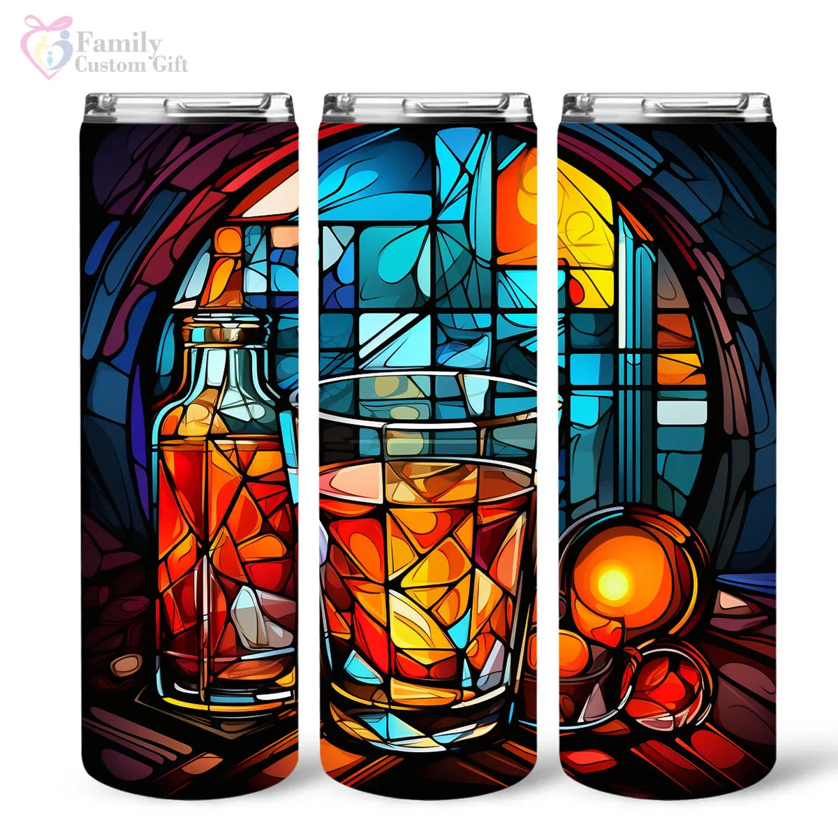 Colorful Rum In Stained Glass 20oz Skinny Tumbler, Rum Lover, Alcohol Tumbler, Vibrant Tumbler, Trending Tumbler