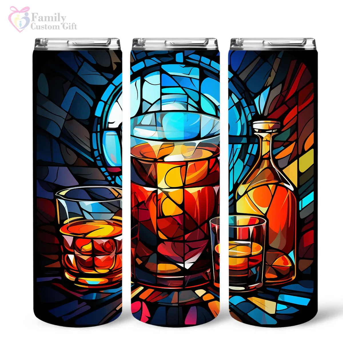 Colorful Rum In Stained Glass 20oz Skinny Tumbler, Rum Lover, Alcohol Tumbler, Vibrant Tumbler, Trending Tumbler