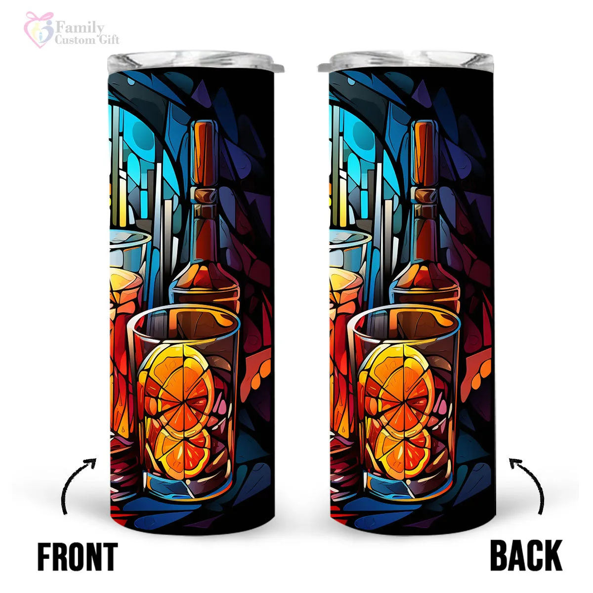Colorful Rum In Stained Glass 20oz Skinny Tumbler, Rum Lover, Alcohol Tumbler, Vibrant Tumbler, Trending Tumbler