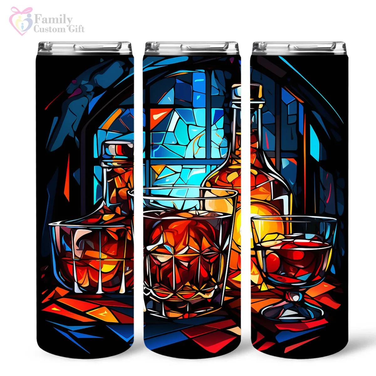 Colorful Rum In Stained Glass 20oz Skinny Tumbler, Rum Lover, Alcohol Tumbler, Vibrant Tumbler, Trending Tumbler