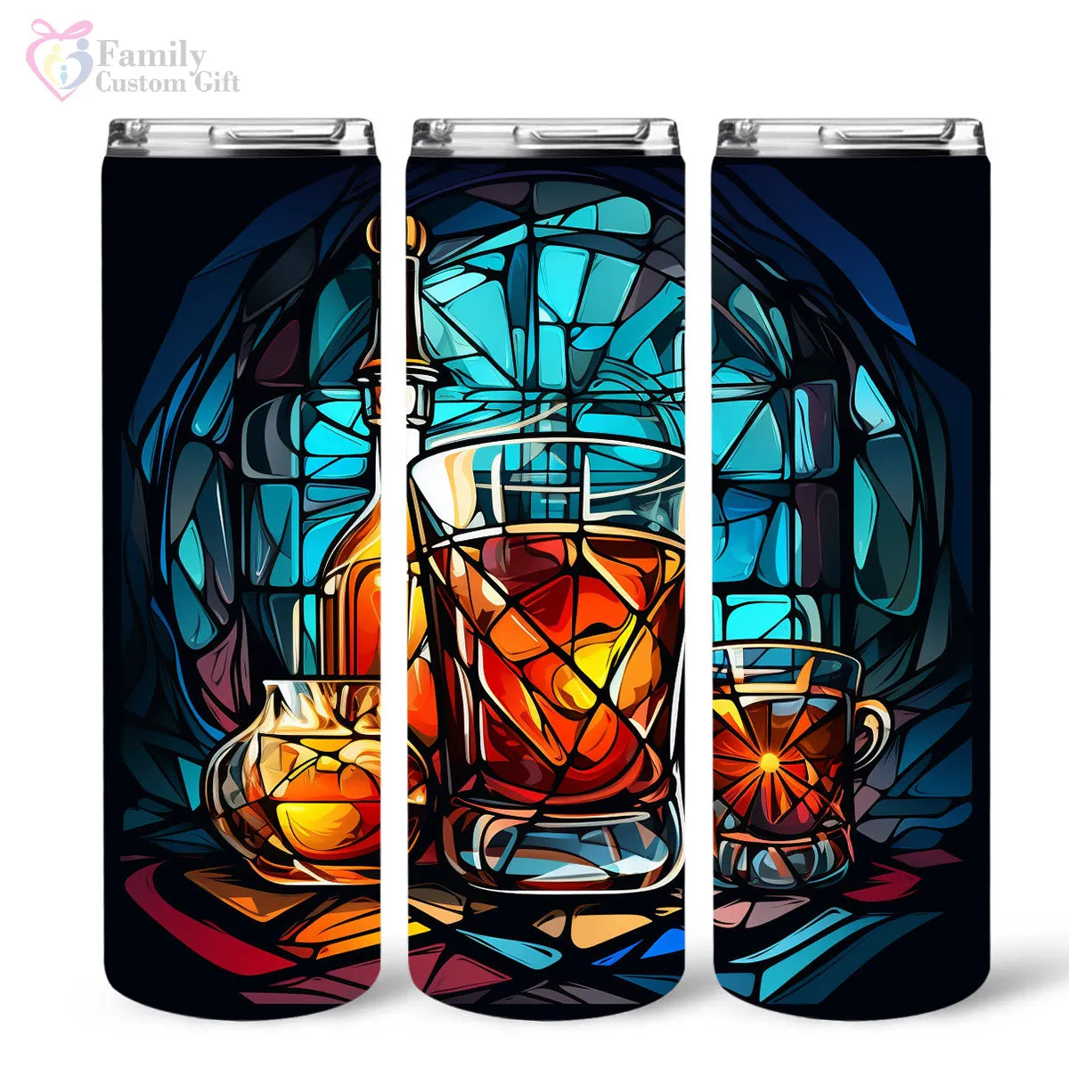 Colorful Rum In Stained Glass 20oz Skinny Tumbler, Rum Lover, Alcohol Tumbler, Vibrant Tumbler, Trending Tumbler