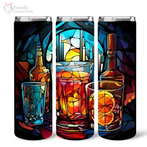 Colorful Rum In Stained Glass 20oz Skinny Tumbler, Rum Lover, Alcohol Tumbler, Vibrant Tumbler, Trending Tumbler