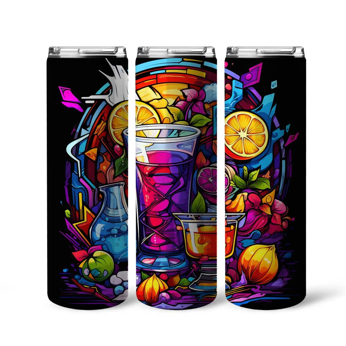 Colorful Tequila In Stained Glass 20oz Skinny Tumbler, Tequila Lover, Alcohol Tumbler, Vibrant Tumbler, Trending Tumbler