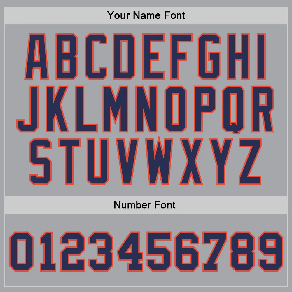 Custom Gray Navy-Orange Authentic Throwback Basketball Jersey