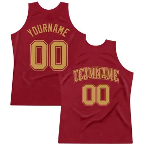 Custom Maroon Old Gold Authentic Throwback Basketball Jersey