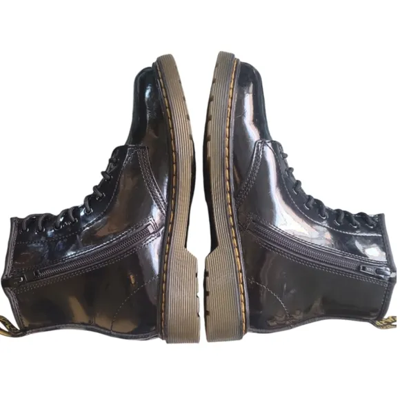 Dr. Martens 1460 Junior Patent Leather Lace Up Zip Boots Size 4