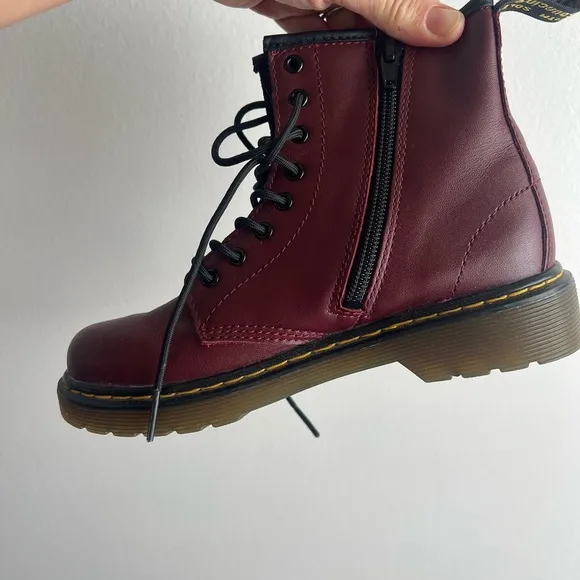 Dr. martens boots size little kids size 2 burgundy color