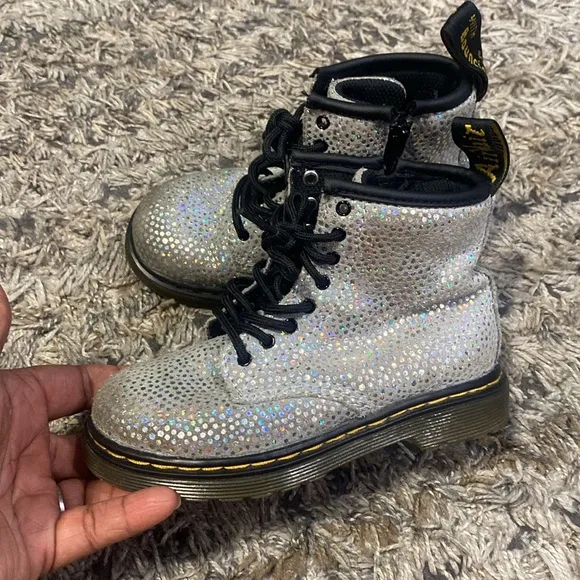 Dr. Martens girls silver 1460T boots great condition
