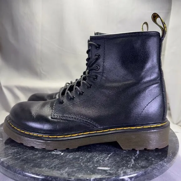DR. MARTENS JUNIOR 1460 SOFTY T BLACK LEATHER LACE UP BOOTS SIZE 3 US