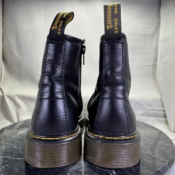 DR. MARTENS JUNIOR 1460 SOFTY T BLACK LEATHER LACE UP BOOTS SIZE 3 US