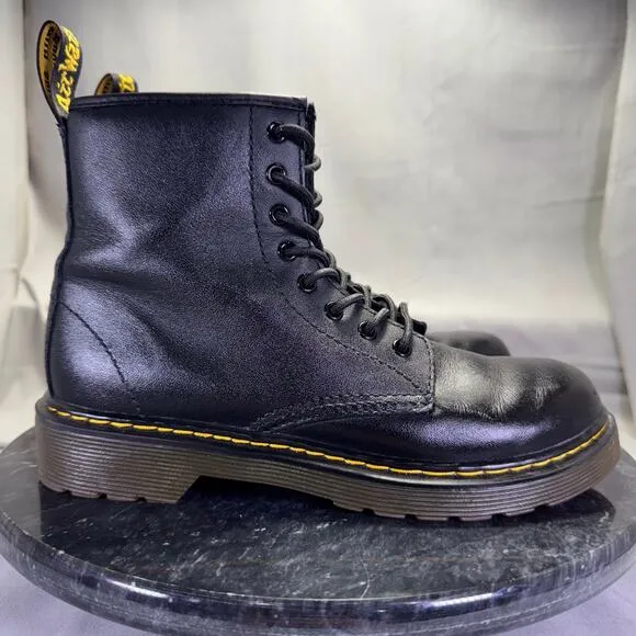 DR. MARTENS JUNIOR 1460 SOFTY T BLACK LEATHER LACE UP BOOTS SIZE 3 US